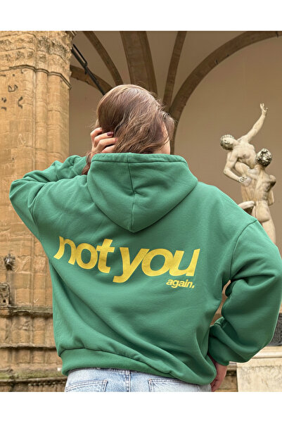 Mayer Butik Unisex Men/Women Not You Again Printed Cotton Oversized Hooded Sw...