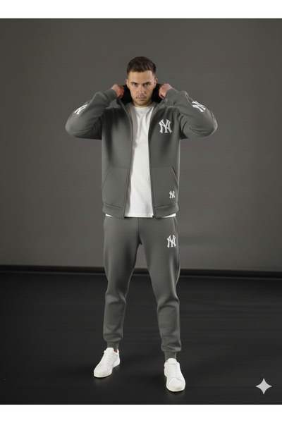 ALİ.COM Unisex Ny Printed Tracksuit Set | Hoodie Set-Cardigan Sweatpants | Jo...