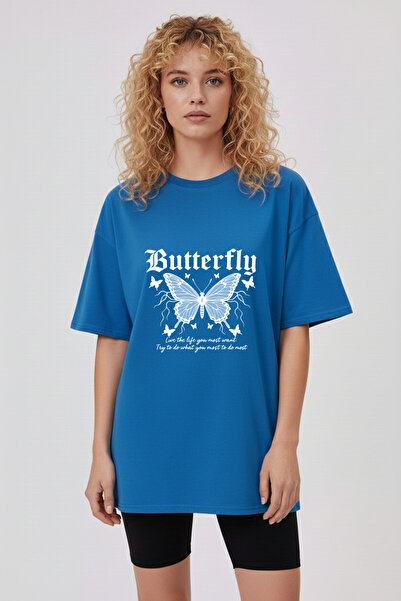 Let's Wear Butterfly Patterned Regular Fit 100% Cotton Tshirt