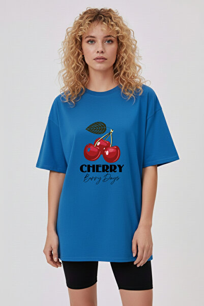 Let's Wear Cherry Patterned Regular Fit 100% Cotton T-Shirt
