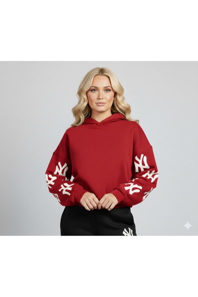 ALİ.COM Unisex Ny Printed Hooded Oversized 3 Thread Fleece-Lined Casual Loose...