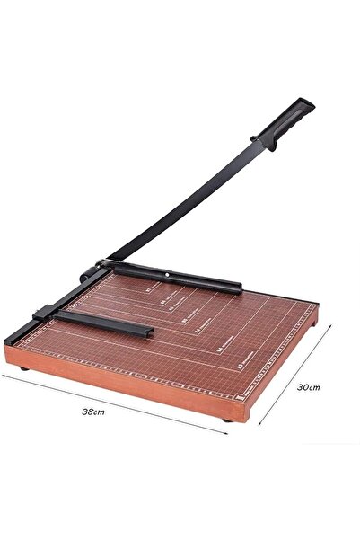 Generic Professional A3 paper cutter with wooden base and steel scissors