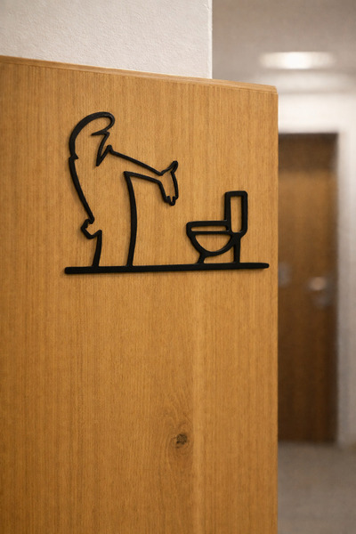 Mayah Concept Mizahi WC Kapı Tabelası – Minimal Metal Tuvalet İşareti