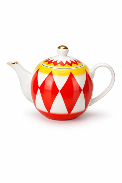 Urbanza إبريق شاي عربي سيراميكي كبير الحجم 900 مل | إبريق شاي بتصميم هندسي با...