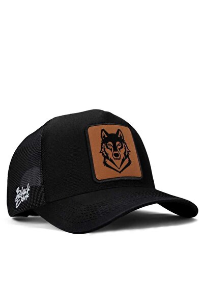 BlackBörk Kurt Logolu Siyah Trucker Şapka
