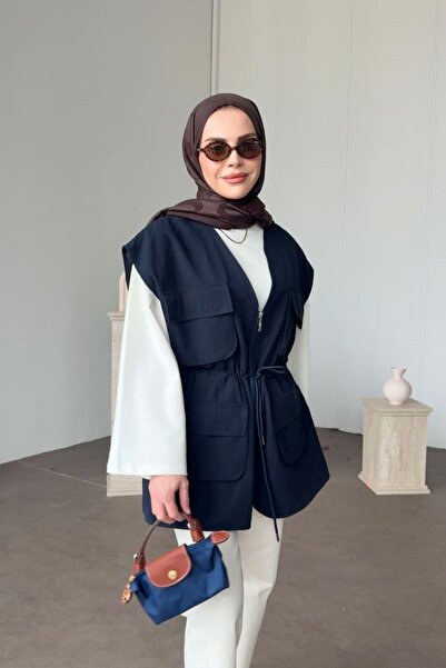 Kübra Aydıns Gabardin Yelek-Lacivert