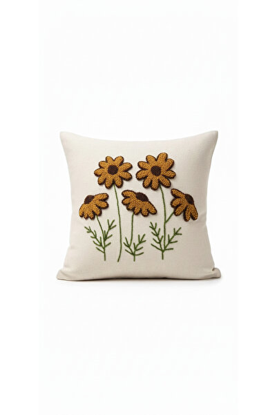 Les Passent Изпрана ленена възглавница с мотив маргаритка
