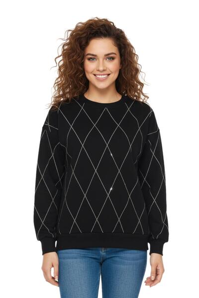 BAGLAN Women's Sıfıryaka Sweatshirt with Stones Bgl-St05060