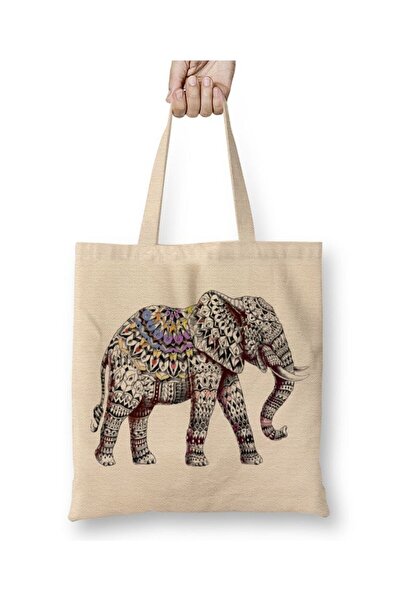 Toyaso Τσάντα αγορών Elephant Color Elephant White Tote Bag με μακριά λαβή Τσ...