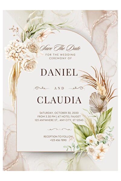 izmirdenet Düğün Davetiyesi 99 Adet Zarfsız Baskı ve Tasarım Dahil! Davetiye ...