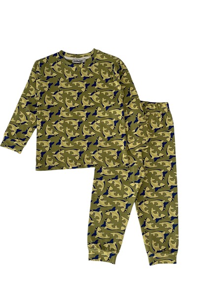 Kidora Kids Boy's Cotton Green Shark Pattern Pajama Set
