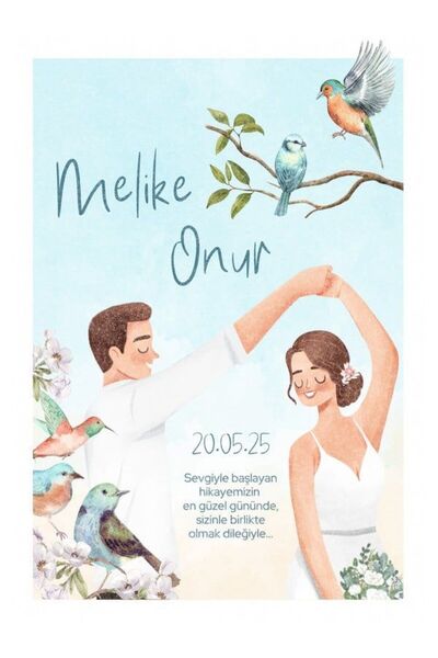 izmirdenet Düğün Davetiyesi 99 Adet Zarfsız Baskı ve Tasarım Dahil! Davetiye M3