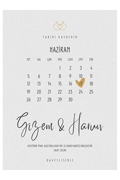 izmirdenet Düğün Davetiyesi 99 Adet Zarfsız Baskı ve Tasarım Dahil! Davetiye ...