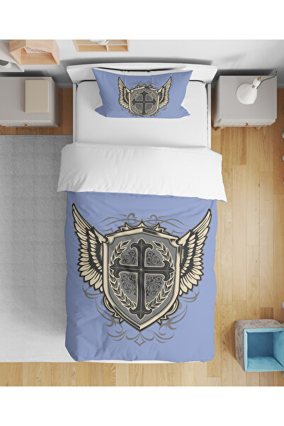 Home Cross and Shield Pattern 3D Digital Printed Single Size Duvet Cover Set ...