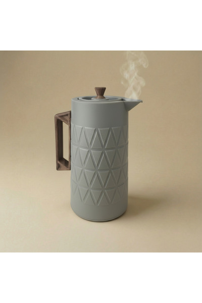 Generic 1L Insulated Thermos Bottle – Light Grey with Wooden texture Holder |...