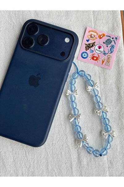 PEONY peonyofficiall İnci Telefon Charmı Mavi Şeffaf Bubble Top Telefon İpi Ç...