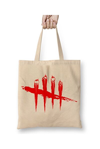 Toyaso Dead By Daylight Logo 02 Бяла платна чанта с дълги дръжки Пазарска чан...