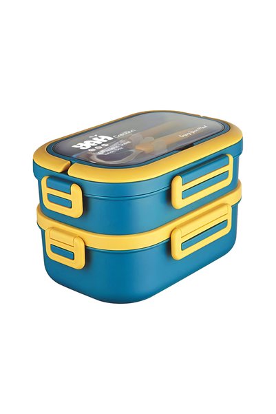 YAH Creation YAH Premium Stainless Steel Bento Lunch Box, 2-Layer Leakproof Food 1.65L w/ Stainless Steel Cutlery