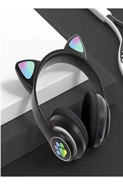 Generic Wireless Headphones for Kids with Colorful LED Lights - Black