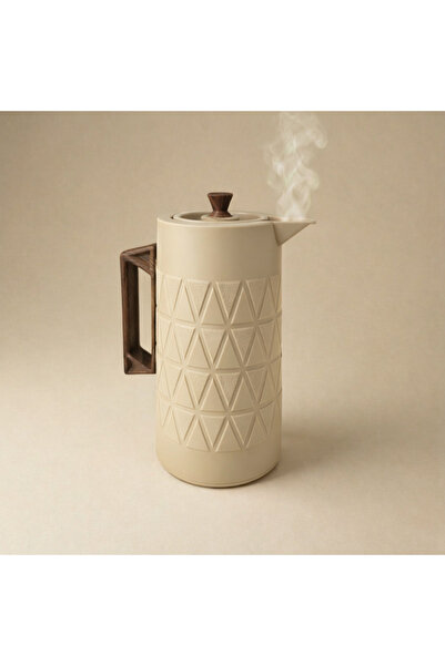 Generic 1L Insulated Thermos Bottle – Beige with Wooden texture Holder | Keep...