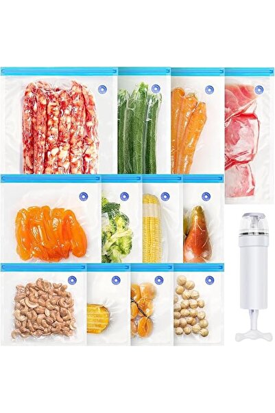 Arabest 12 Pcs Freezer Bags,BPA Free Reusable Sandwich Bags with Manual Vacuu...