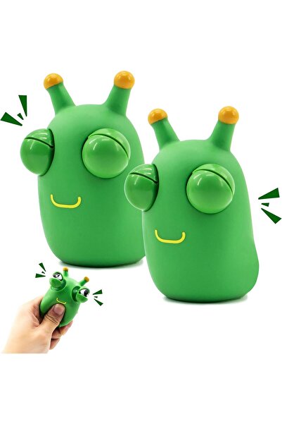 Arabest Funny Pop Up Grass Worm Squeeze Pressure Toy 2 Pack Eye Bounce Worm S...