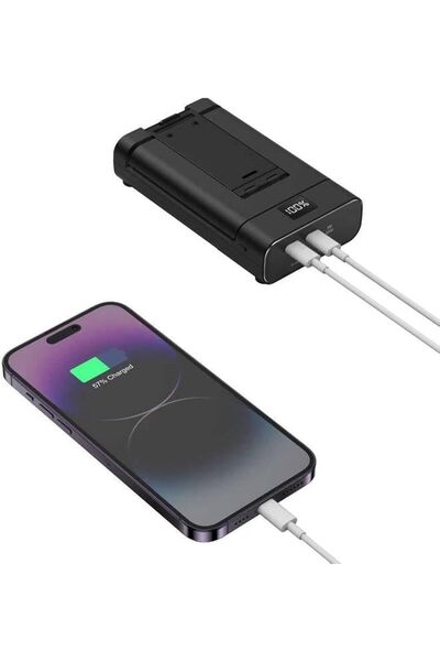 Green Lion Power Bank 10000mAh with Foldable Mobile Holder - Black