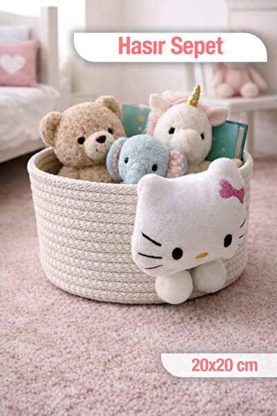 naturelove Peluşlu Hasır Sepet - Dekoratif Çekmece içi Organizer Banyo Dolap ...