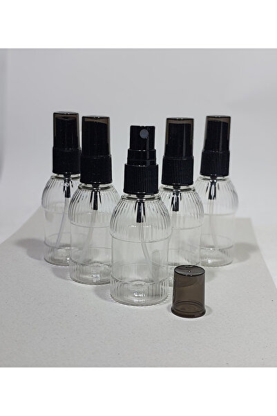 wellLine Sprey Başlı Plastik Boş Pet Şişe 50 ml 10 Adet siyah spreyli desenli