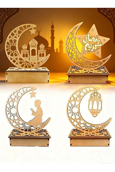 Yoawllty أضواء رمضان، زينة رمضان، 4 عبوات من مصابيح شمعدان LED على شكل نجمة و...