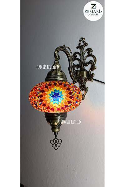 ZEM ARİS HEDİYELİK Handmade Authentic Mosaic Wall Sconce (Large Glass)