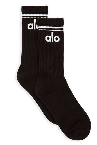 Alo Black, pure cotton, striped, high-top stockings