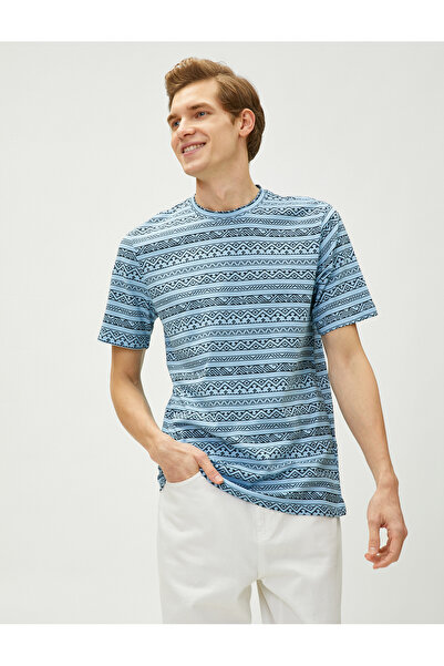 Koton Ethnic Printed T-Shirt Crew Neck Slim Fit Cotton