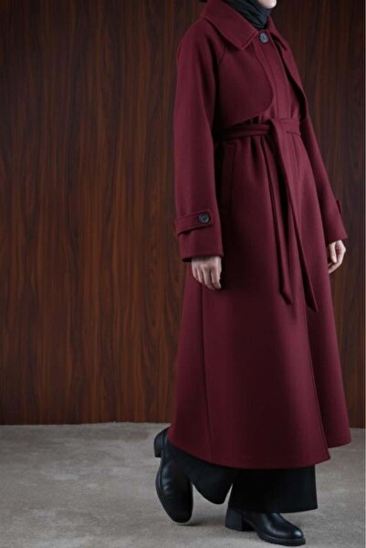 ANDE Gizli Pat Rüzgarlıklı Kaban - Bordo