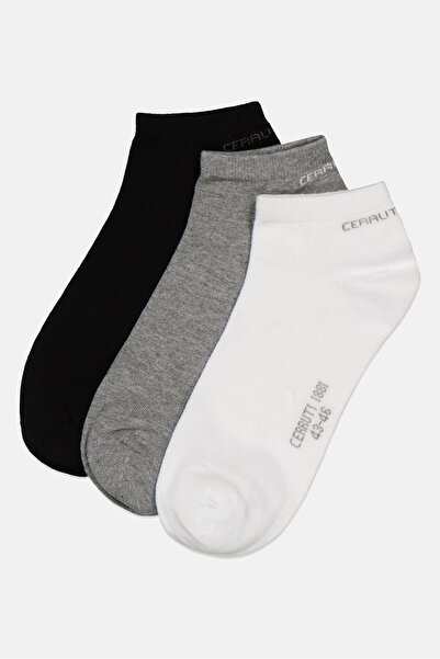 Cerruti 1881 Men 3 Pair Brand Logo Ankle Socks, Multicolor