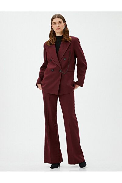 Koton Medium Rise Wide Leg Pocket Detail Trousers