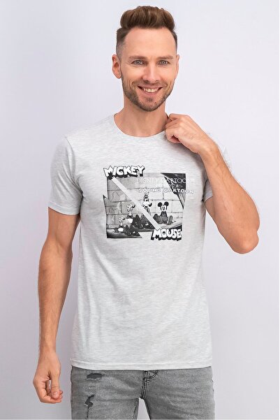 DIFUZED Men Crew Neck Short Sleeve Graphic Print T-shirt, Grey