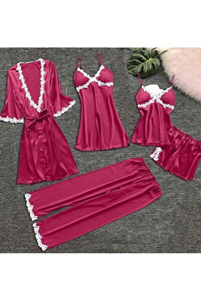 Generic Womens Pajama Sets 5PC Silk Pajamas for women Cute Sleepwear Loungewe...