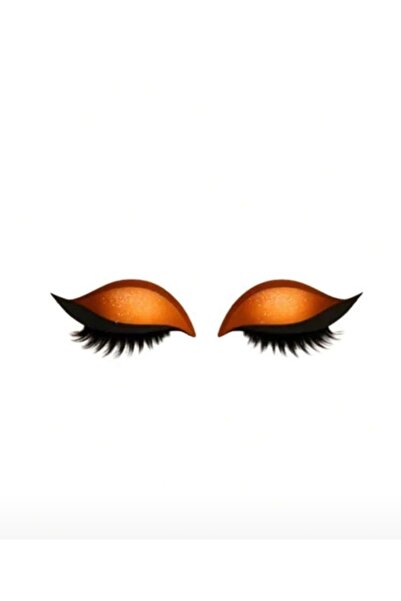 Turuncu Tak Çıkar Yapıştırmalı Eyeliner, Far & Kirpik Sticker Seti ve Hediye Kirpik Takma Aparatı