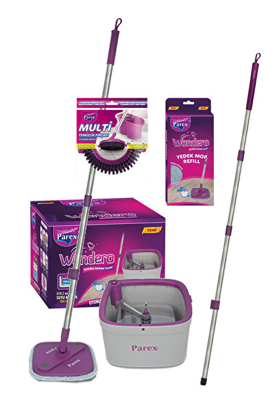 Parex Wondero Otomatik Temizlik Seti Yedek Mop Fırça ve Sap Paketi