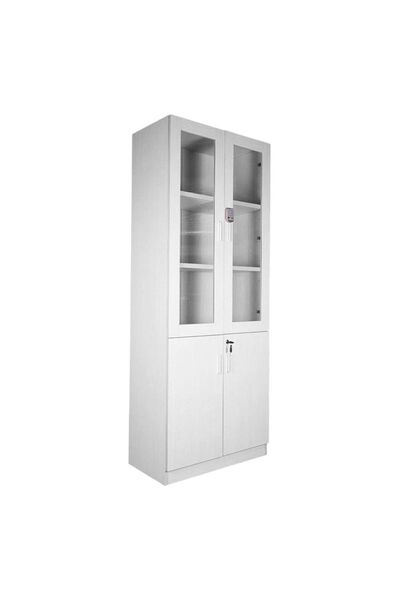 Mahmayi رف كتب أبيض كامل الارتفاع من طراز Carre 1123 مزود بقفل رقمي