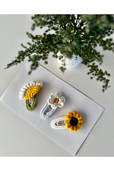 livadesign7 Hair Clip Special Daisy Design Handmade 3-Piece Snap Clip Set