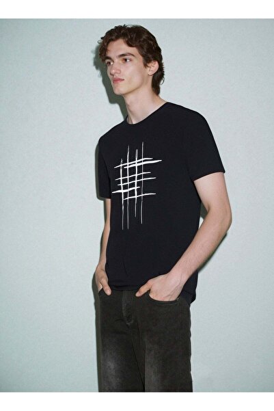 Generic Creative Line Cross Printed Tee Topt Men Summer Large Size Short Slee...