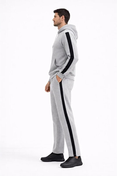 JANES Men's Striped Tracksuit Set Hooded Sweatshirt with Cuffed Legs, Oversiz...