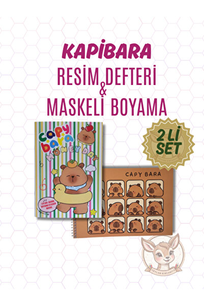 Ceylan Kırtasiye Kapibara Küçük Boy 15 Yaprak Spiralli Resim Defteri ve Maske...