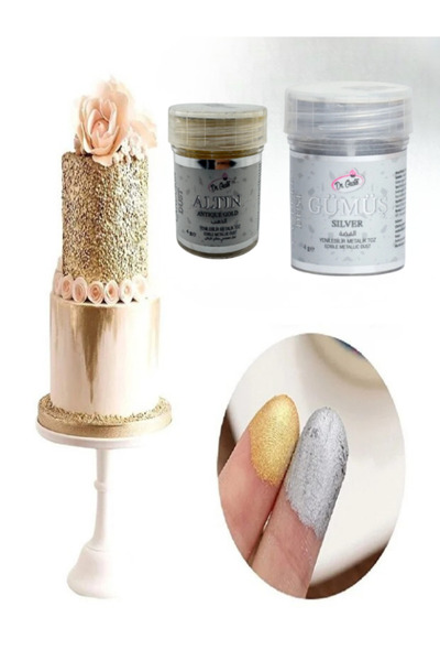 Erenle Gıda Boyası Metalik Toz Altın Ve Gümüş 2 Adet Gıdaya Uygun Boya Simli ...