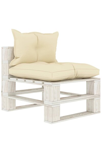 vidaxl Garden sofa made of pallets, medium, cream cushions, wood