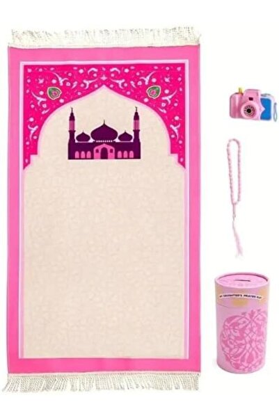 Generic زينة رمضانية، سجادة صلاة وردية ناعمة محمولة للأطفال - سجادة مريحة للص...