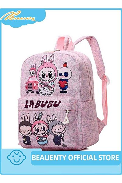 Beauenty Cartoon Letter Graphic Colorblock Backpack Set