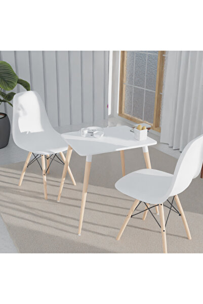 Mahmayi طقم سفرة سيناري (طاولة طعام مع كرسيين بلاستيكيين) أبيض